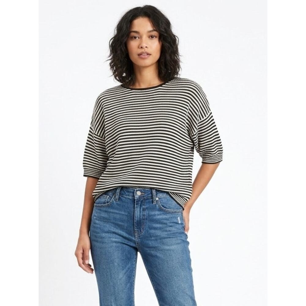 MAGGIE MCNAUGHTON Women's Striped T-Shirt 3XL Cotton Acrylic Summer Casual